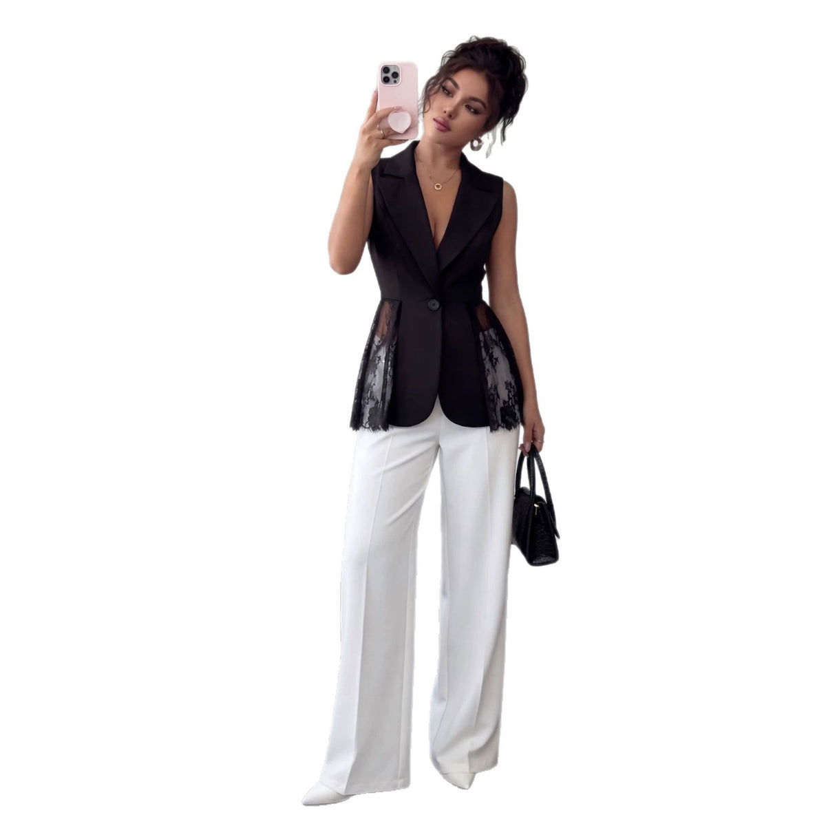 Sleeveless slim fit A-line jacket