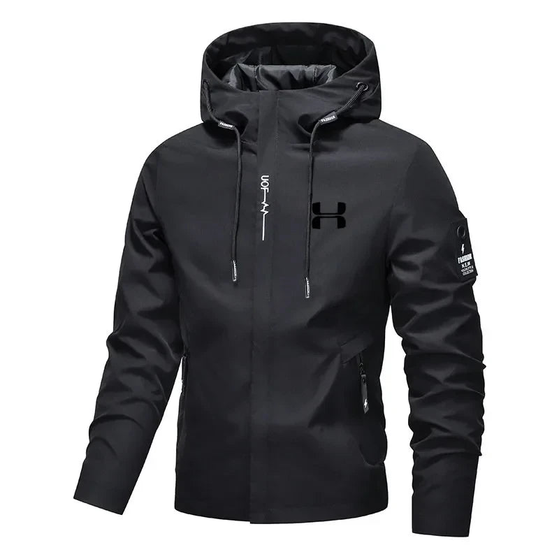 Mens Hooded Windbreaker Jacket